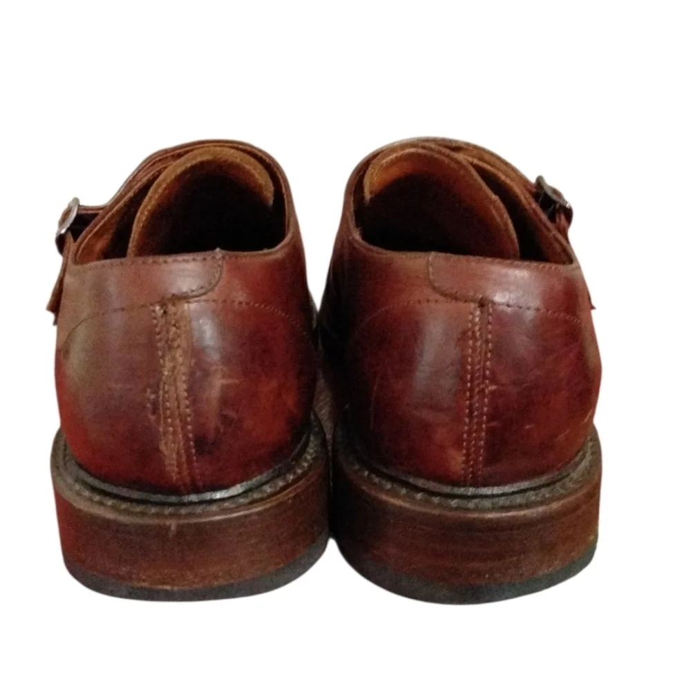 FRYE James Double Monk Strap Square Toe Shoe Men's Brown Dress Shoes Size 10